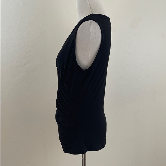 Calvin Klein Pleated Faux Wrap Black Blouse s - Picture 4 of 9